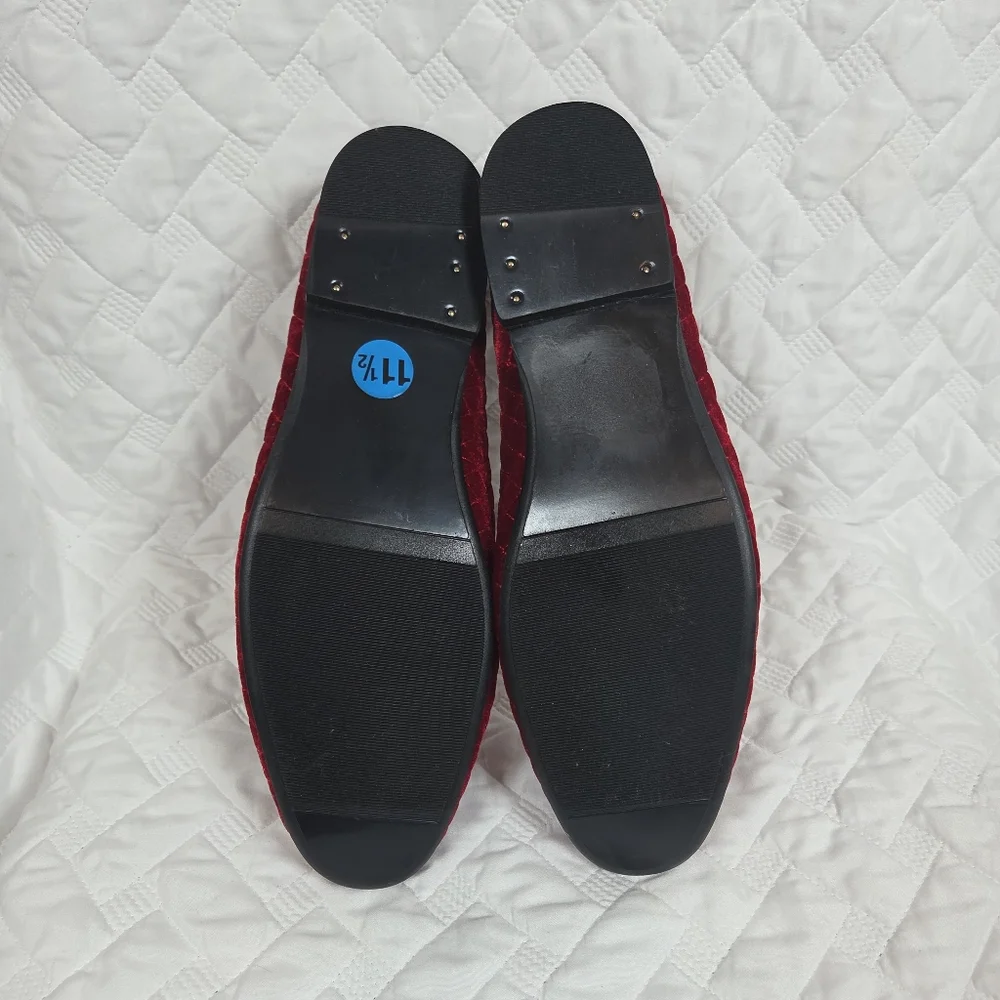 Giorgio Brutini Chatwal Red Velvet Diamond Stitched Loafer Slippers Men 11,5